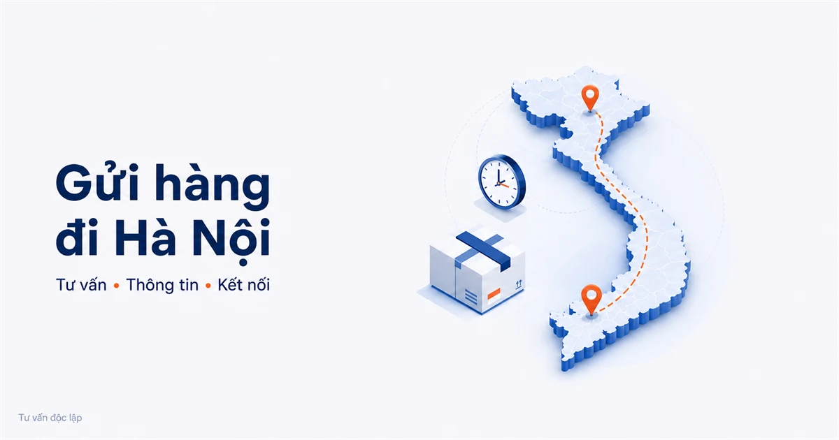 Minh họa tư vấn gửi hàng đi Hà Nội với tuyến kết nối trên bản đồ Việt Nam.