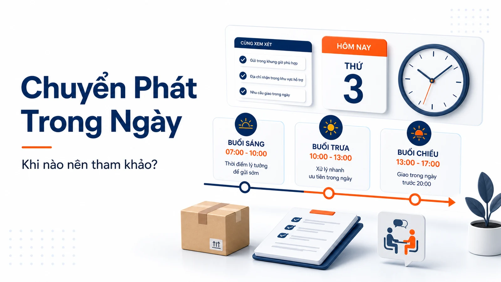 Minh họa tư vấn lựa chọn chuyển phát nhanh trong ngày theo thời gian mong muốn.
